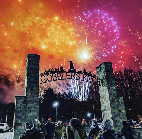 Gobbler's Knob Arch with Groundhog Day Fireworks